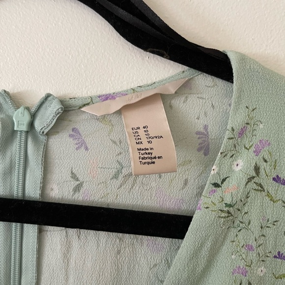 H&M Green Floral Dress Size 10 - Picture 6 of 7